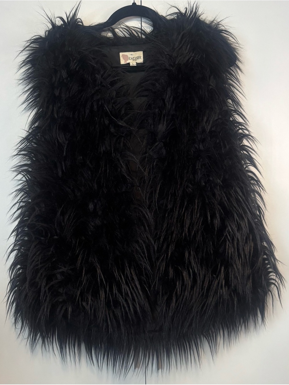 L'ATISTE Black Faux Fur Vest for Kids - Fluffy Layer